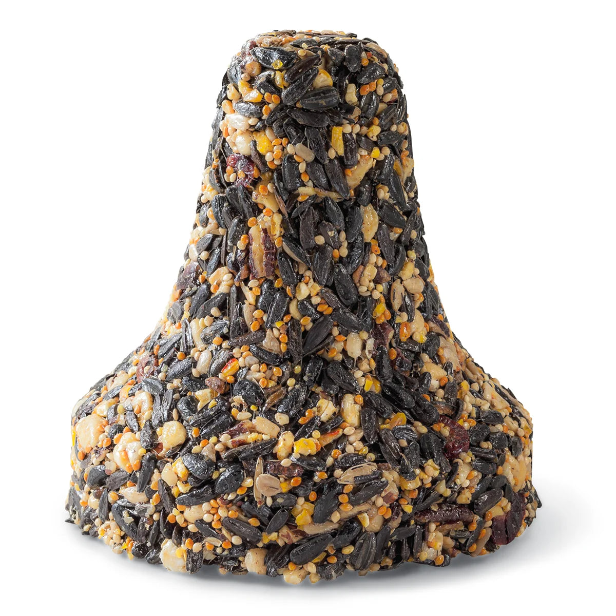 Fruit, Berry, Nut & Seed Bell, Set of 3, featuring black oil sunflower seeds, millet, cracked corn, peanuts, and dried fruit, in mesh bags for easy outdoor hanging.