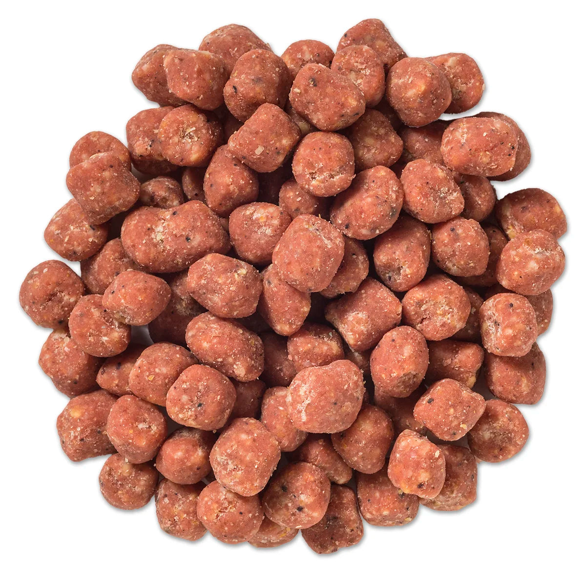Berry Nuggets, Set of 3: Tight pile of reddish-orange, spice-coated nuggets for birds, combining corn, peanuts, and suet. Comes in resealable bags for easy feeding.