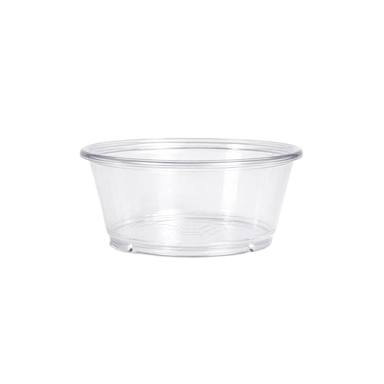 Duncraft Replacement 4 oz Clear Ramekin Cup for Bird Feeders, a small, round, clear plastic container designed for easy monitoring and refilling of bird food.