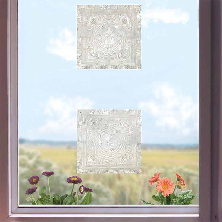 Set of four 6 x 6 Clear and Etched Bird Deflector window decals with textured design, featuring reflective UV inks to prevent bird collisions.