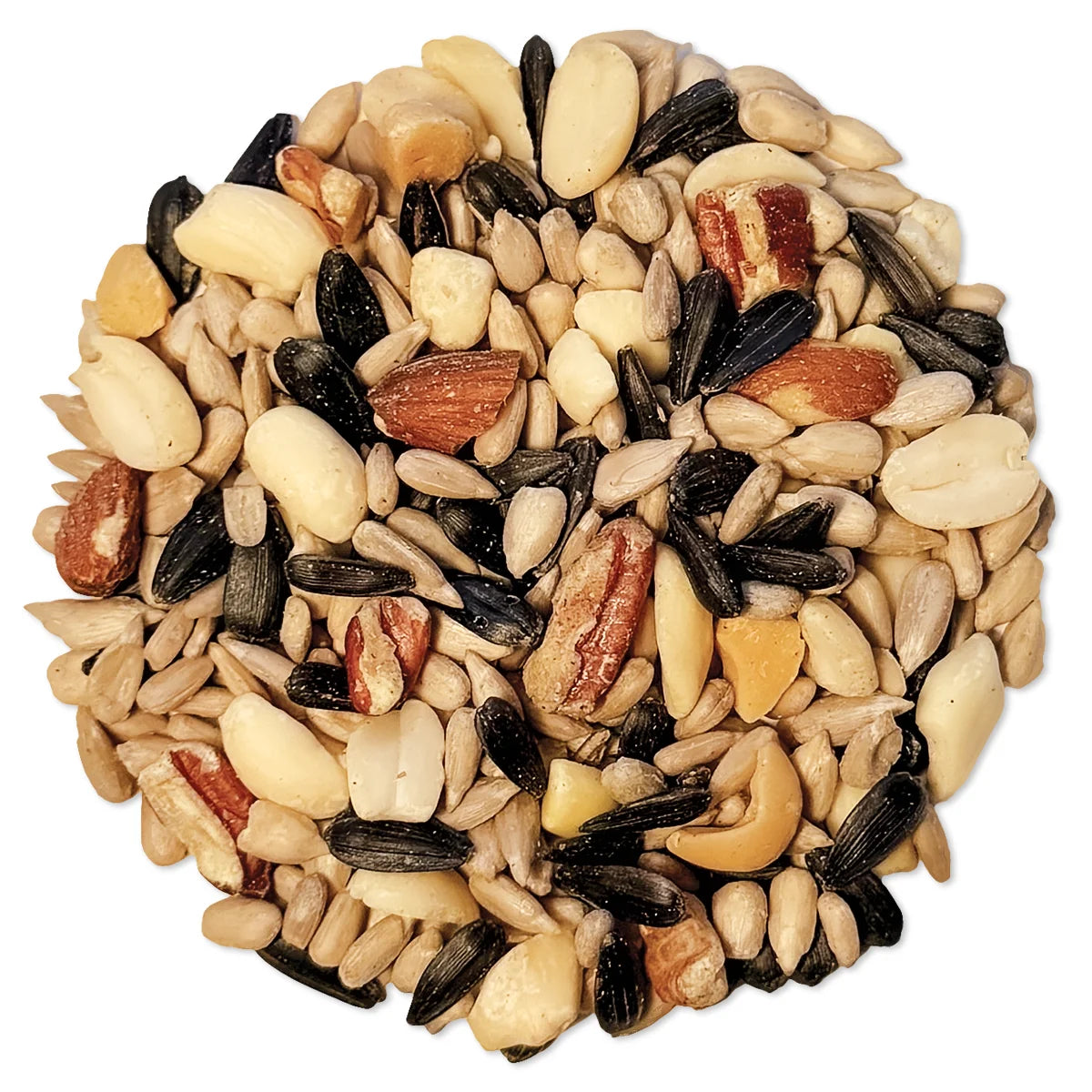 Duncraft Chickadee Blend Wild Bird Seed, 20-lb bag, featuring hulled nuts, sunflower chips, and split peanuts for attracting chickadees and nuthatches.