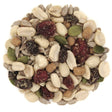 Duncraft Nuts & Bugs Wild Bird Seed, 5-lb bag, featuring a blend of split peanuts, sunflower chips, suet nuggets, and fruits, ideal for woodpeckers.