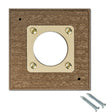 Predator Guard With Metal Portal showing a square wood frame with a central hole and screws, designed to protect nesting baby birds from predators.