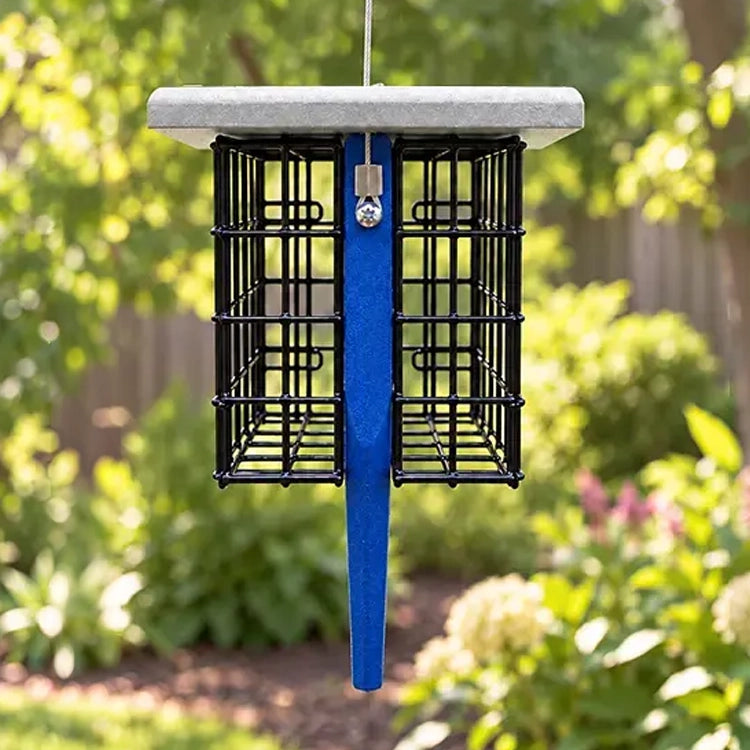 Duncraft Eco-Strong Tail Prop Double Suet Feeder, Royal Blue & Dove