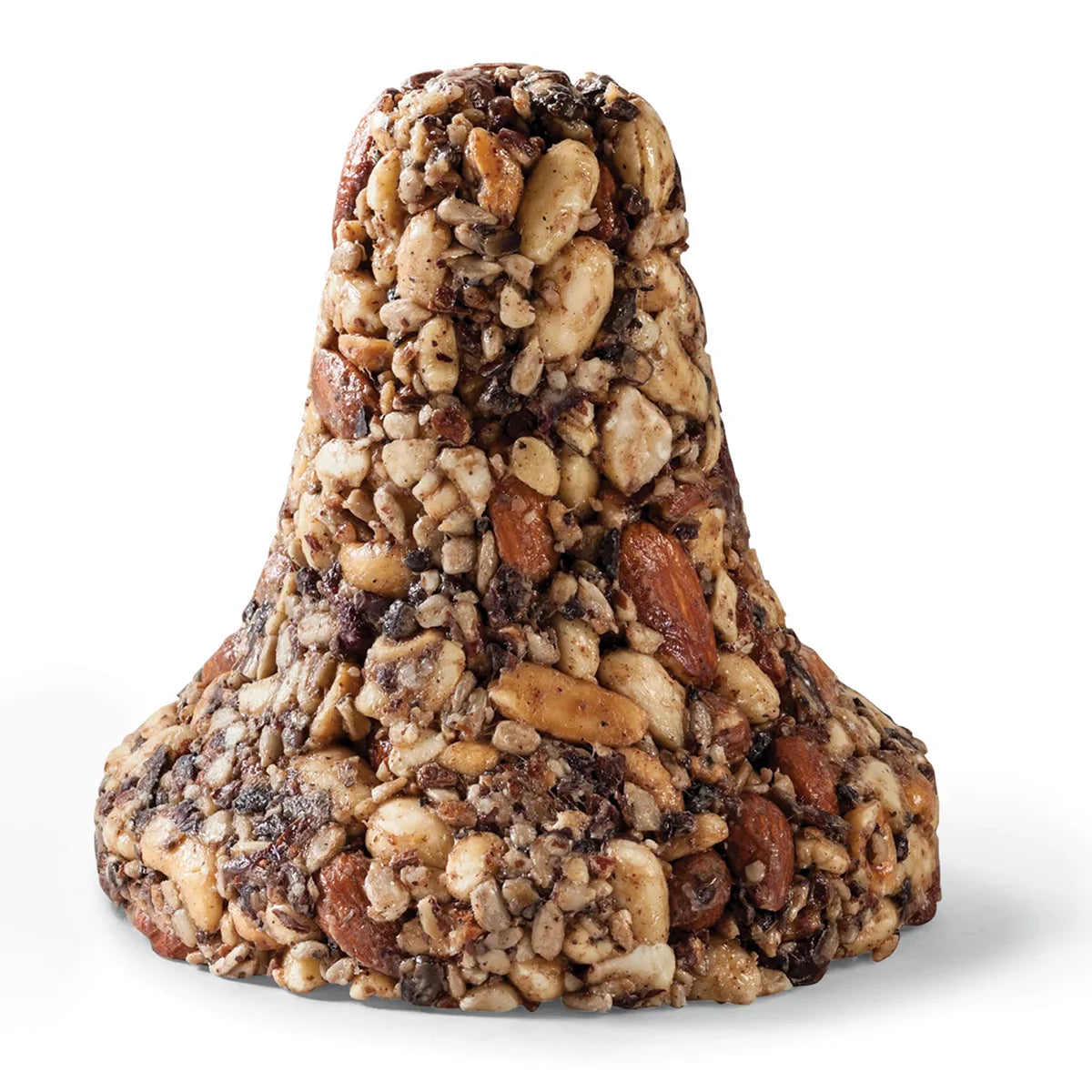 Nutsie Bird Seed Bell, Set of 3: Suet bells packed with premium nuts and seeds, ideal for attracting wild songbirds, includes mesh bags for easy hanging.