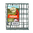 Mr. Bird Neat Feeder Suet Cage, a durable, vinyl-coated steel feeder with grid design, includes chain for hanging, ideal for suet or seed cakes.