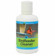 White bottle labeled Bird Feeder Cleaner, 16 oz., designed to effectively remove harmful bacteria from bird feeders using a non-toxic, all-natural enzyme formula.