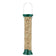 New Generations Metal Peanut Feeder filled with beans, showcasing its sturdy metal construction, easy-fill sliding cap, and squirrel-proof design for attracting woodpeckers.
