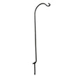 Single Deck Screw Mount Hanger: black metal pole with curved end, designed to hold bird feeders, features built-in support bracket for extra strength.