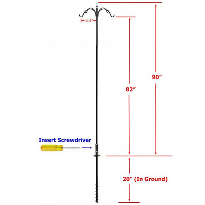Four Arm Feeding Station with Twister Ground Socket, featuring a tall metal pole with four arms for bird feeders, and a secure ground socket for stability.
