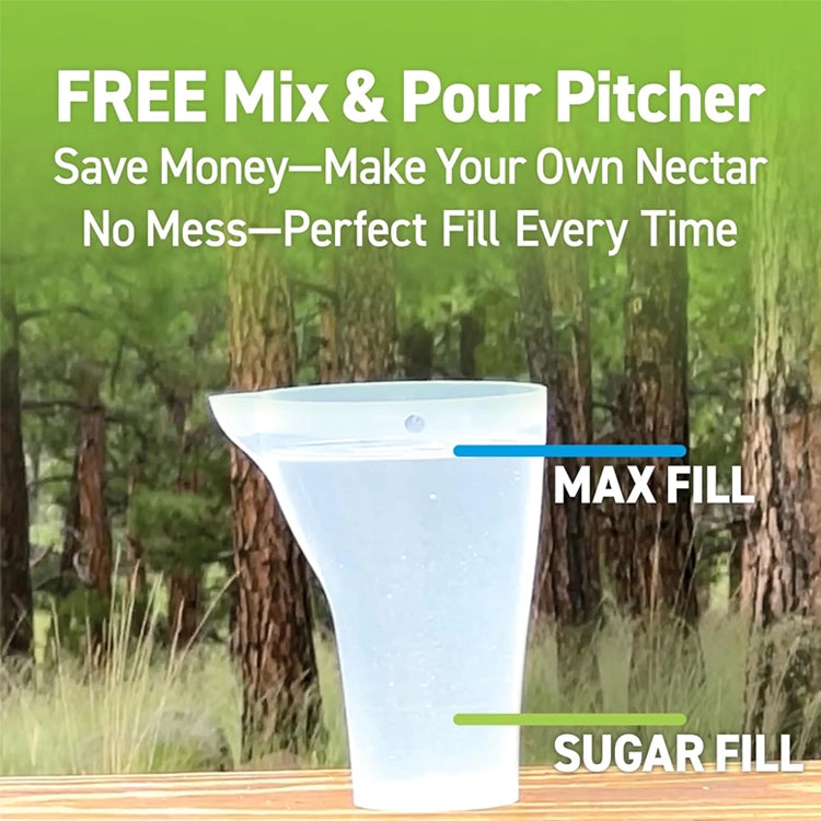 Free mix and pour pitcher with text on a green background