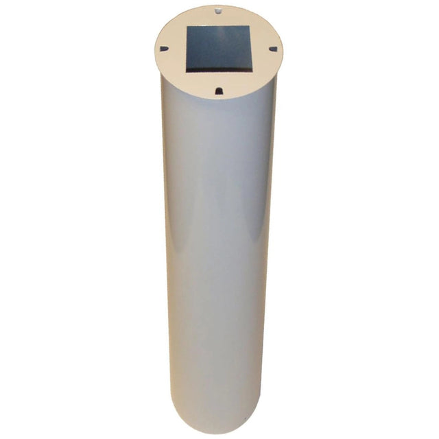 28-inch True White 4 x 4 Raccoon and Squirrel Baffle, cylindrical steel design, fits standard 4 x 4 posts, protects bird feeders from critters.