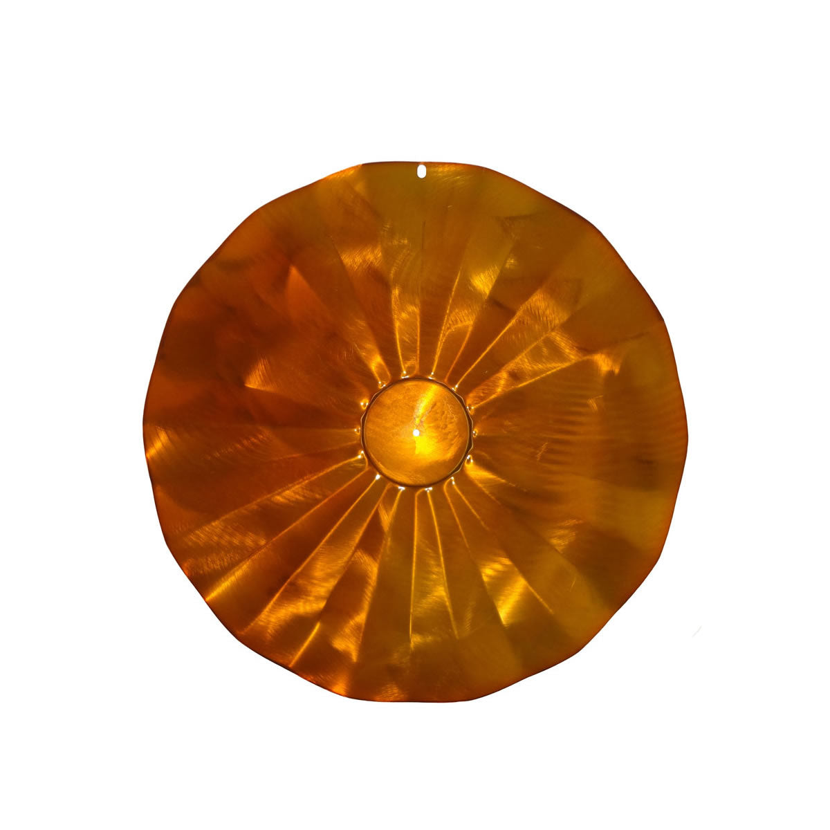 Extra Large Hanging Disk Squirrel Baffle, Copper Tint, showcasing a circular design with a light-reflective finish, ideal for protecting bird feeders from squirrels.