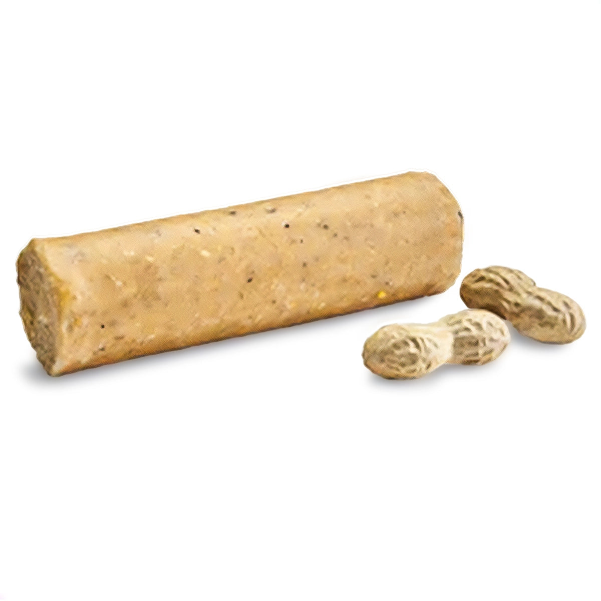 Woodpecker Blend, 12 Suet Plugs: Tan bar with three unshelled peanuts. Perfect for attracting suet-loving birds, including woodpeckers, to your feeder.