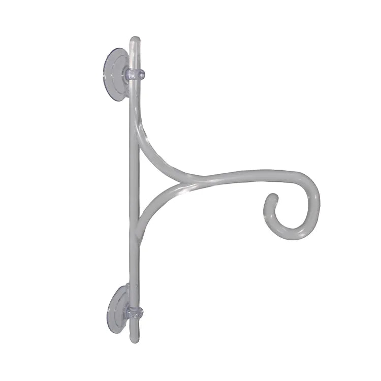 Window Glass Hanger with suction cups and a curved hook for hanging lightweight items on windows, supporting up to 4 lbs for unobstructed birdwatching.