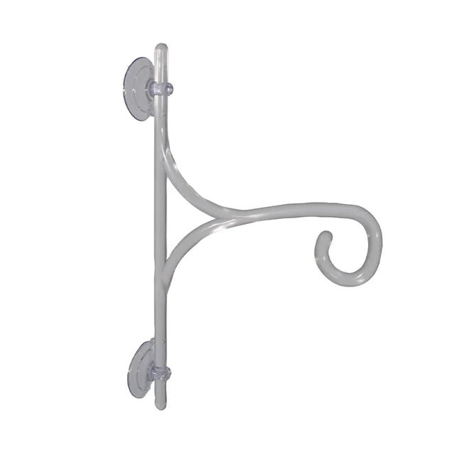 Window Glass Hanger with suction cups and a curved hook for hanging lightweight items on windows, supporting up to 4 lbs for unobstructed birdwatching.