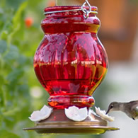 Ruby Visions Antique Glass Gravity Hummingbird Feeder