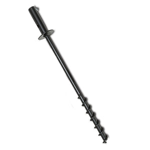 Duncraft Bird Watcher's Post Feeder with a long black drill bit sectional pole for stability and platform for easy bird viewing and feeding.