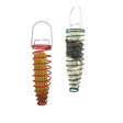 Metal Spiral Feeders, Set of 2, showing a green spring-shaped feeder holding a corn cob, designed to hold various squirrel foods.