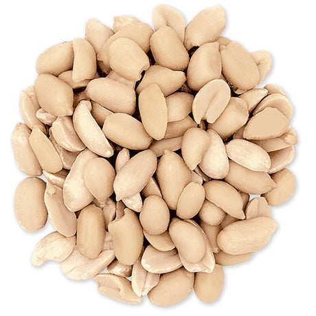 Duncraft Peanut Splits Wild Bird Seed, 5-lb bag; a pile of shelled peanuts, ideal for woodpeckers, nuthatches, and jays.