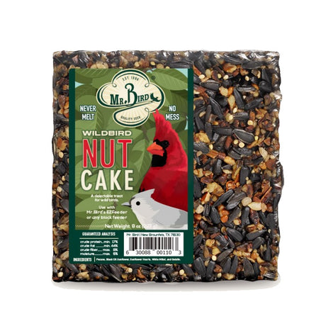 Mr. Bird Wildbird Nut Block Small, Set of 3 in packaging, featuring bird food seed cakes with a bird image on the box.