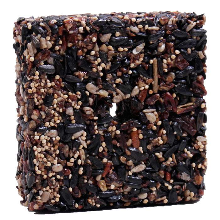 Mr. Bird Wildbird Nut Block Small, Set of 3, featuring square-shaped seed cakes designed to attract various birds, easy to use with suet cages or feeders.