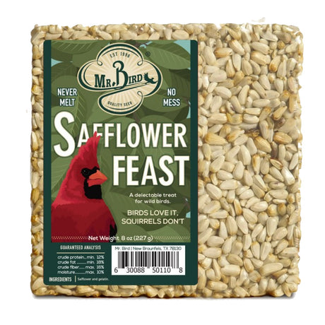 Safflower Feast Block Small, Set of 3: Square package of safflower seed cakes, ideal for attracting cardinals, fits any platform or suet feeder, no-mess, made in the USA.