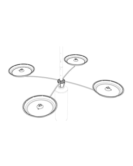 Brome Raccoon Buster Tray Kit Only, illustration shows circular trays and baths, designed for Raccoon Buster Pole System, showcasing accessory components.