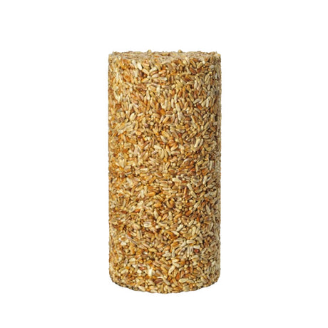 Golden Safflower Seed Log, Regular: A cylindrical bird seed log made of 100% safflower seeds, ideal for cardinals and grosbeaks, fits any seed cylinder feeder.