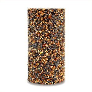 Wild Bird Feast Cylinder Small: A cylindrical seed log featuring various seeds, designed to attract multiple bird species. Ideal for year-round feeding, fits any seed cylinder feeder.