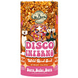 “Disco Inferno Cylinder Small” wild bird seed tub featuring spicy blend, disco ball graphic, and cartoon chipmunks, designed to deter squirrels and attract various birds.