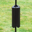 Squirrel Guard on pole, featuring a rounded dome top and scalloped bottom, designed to prevent squirrels from accessing bird feeders.