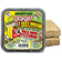 Plastic tub of Woodpecker Delight Suet Cakes, featuring a cartoon woodpecker; includes no-melt, nutty suet dough ideal for attracting various birds year-round.