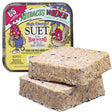 Close-up of High Energy Suet Cakes, featuring a dense block of bird feed made from rendered beef suet, corn, white millet, oats, and sunflower meal.