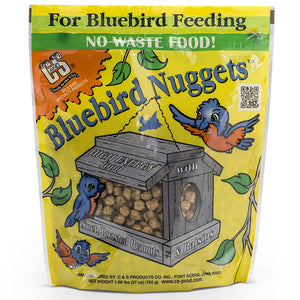 Bluebird Suet Nuggets, Set of 3 bags, containing suet protein nuggets for birds, visible in a resealable bag for easy, no-waste feeding.