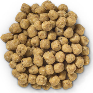 Peanut Suet Nuggets, Set of 3: A pile of round brown suet nuggets, ideal for attracting birds with premium, no-waste ingredients in a resealable bag.