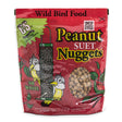 Peanut Suet Nuggets, Set of 3 bags, displayed in resealable packaging. Contains suet, corn, peanuts, oats, and raisins for bird feeding.