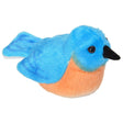 Audubon Eastern Bluebird plush toy, featuring lifelike design and authentic bird call, made from recycled materials. Perfect for birdwatching education and play.