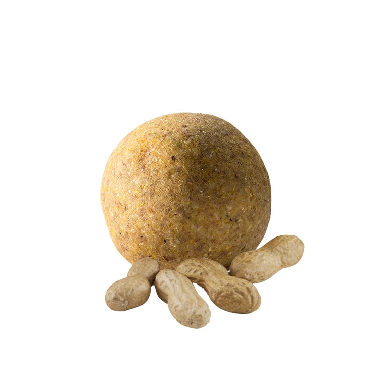 Peanut Butter Suet Balls with peanuts, 2-1/2 inch diameter, ideal for attracting birds, offered in sets of 12 or 24.