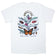 Milkweed Village T-Shirt featuring colorful butterfly and bugs graphic, designed by Diana Dee Tyler, on a 100% cotton heavyweight white t-shirt, printed with eco-friendly water-based ink.