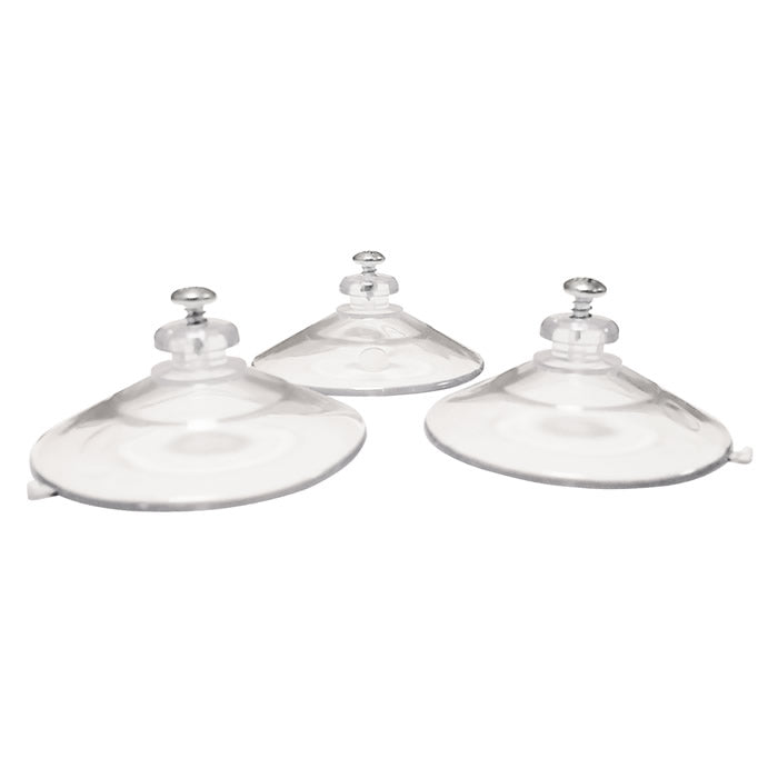 Large Window Suction Cups, Set of 3, shown with clear rubber and silver screws, designed for Duncraft window feeders.