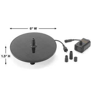 AquaNura Solar Mini Birdbath Insert on a table with a solar panel and pump, designed for easy installation to attract birds with a tranquil fountain.