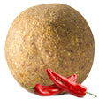 Hot Pepper Suet Balls attract birds with high-energy suet containing chili peppers to repel squirrels, visible as round, brown balls with red pepper bits.