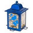 Sparkle Lantern Feeder with a bird perched on it, featuring a clear hopper, four feeding ports, and U-shaped perches.