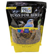 Wild Delight Bugs For Birds, 16 oz. bag shown alongside a close-up of a bird, highlighting the premium, protein-rich blend for attracting insect-eating birds.