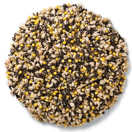 Wild Delight Golden Finch Wild Bird Seed, 5-lb bag, showing a mixture of seeds including sunflower kernels, Nyjer® seed, and hulled millet.