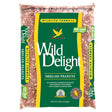 Wild Delight Shelled Peanuts Wild Bird Seed, 10-lb bag, shown as a clear bag of shelled peanuts ideal for attracting birds like woodpeckers and jays.