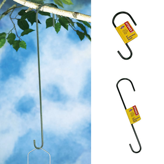 Tree Branch Hook with a black powder-coated finish for hanging bird feeders, flower baskets, or wind chimes. Available in 6, 12, or 18 inches.