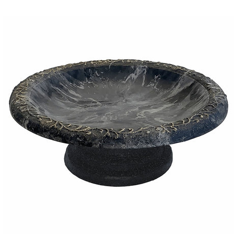 Short Sand Fiber Clay Bird Bath with wide, shallow basin, ideal for birdwatching. Features a 19-inch diameter and 2-1/2 inch depth, easy to clean and refill.