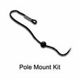 Arundale Sky Cafe Pole Mount Kit with stretchable cord and lock for securely attaching the hood to a 1-inch pole, preventing squirrel access.